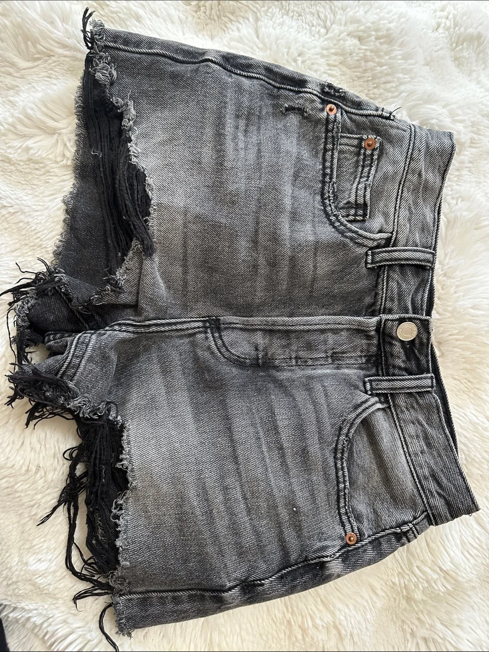 Cello Black Frayed Hem Distressed Denim Shorts